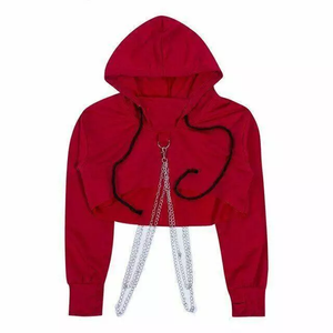 Sweat-shirts en polaire pour filles, crop tops à capuche pour femmes, ensemble oversize, logo personnalisé, sweat-shirt court à col rond pour femmes - Product Image 4