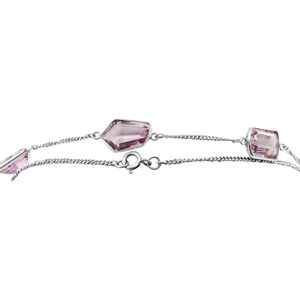 Collier double couche en argent sterling 925 avec pendentif géométrique pentagonal en améthyste facettée sertie clos pour femme - Vente en gros - Product Image 6