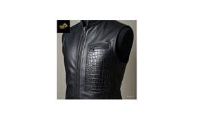 Chaleco de Cuero Grabado en Relieve para Hombre, Marca Champ King, Negro, Casual, Transpirable, Ecológico, con Botones, para Invierno - Product Image 5