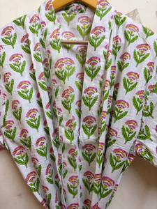 Robe Kimono en Coton Imprimé Floral pour Femme, Légère et Respirante, Col en V, Peignoir de Bain, Tenue de Plage et de Spa, avec Poches et Ceinture - Product Image 6