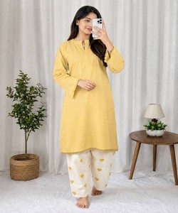 India <b>Women's</b> Latest Designer Cotton Rayon Multi Festival Party Wear Long Kurti Top Gown Weaving In-Stock 85507 KC006 - Product Image 2