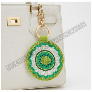 Kiwi Beaded Fruit Keychain Green Handcrafted Beadwork Slice <b>Bag</b> <b>Charm</b> with Gold Clasp Wholesale Fashion Accessories - Product Image 5