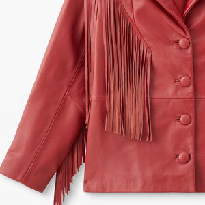 Chaqueta de cuero de gamuza con flecos de diseño moderno al por mayor, estilo occidental, para motociclista, ajuste regular - Product Image 3