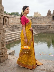 Reglance Rajwada Meenakari Heavy Pashmina Silk Saree for Wedding & Party Traditional Design Women's All Seasons - Product Image 3