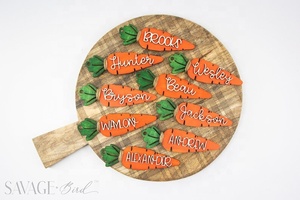 Personnalisé 10cm bois Pâques nom étiquette cintres en forme de carotte panier étiquettes avec gravure demande pour les décorations de fête - Product Image 6