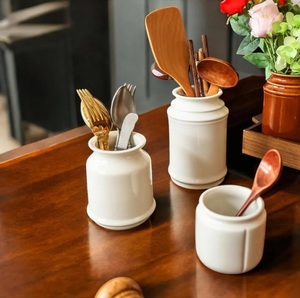 Classic Ceramic <b>Utensil</b> <b>Holder</b> Glossy Smooth Finish Wide Mouth Design Sturdy Heat Resistant <b>Kitchen</b> Counter Storage Organizer - Product Image 5