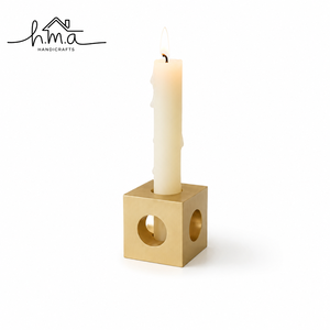 Brass Gold Conical <b>Taper</b> <b>Candle</b> Holder With Round Base Cream Beige Brown Ombre <b>Candle</b> Modern Decorative Decor Accent - Product Image 6