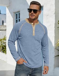 Men's Henley Short Sleeve Shirt Moisture Wicking Lightweight 100% Cotton Front Logo Casual Summer Basic Tee - Product Image 2
