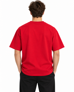 T-shirt décontracté pour homme en jersey de coton à manches courtes, col rond, bleu marine uni, de haute qualité, 100 % coton, coupe ample et épaisse - Product Image 3