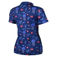 Kaos Wanita Grosir V-Neck Slim Fit Kasual Lengan Pendek Cepat Kering Bahan Jersey Spandex Bernapas 180g Sablon Logo Custom Kancing