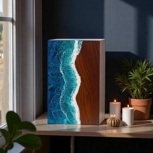 Handcrafted Rosewood Cremation Urn for Ashes Ocean Wave Wooden <b>Memorial</b> <b>Box</b> <b>Keepsake</b> - Product Image 3