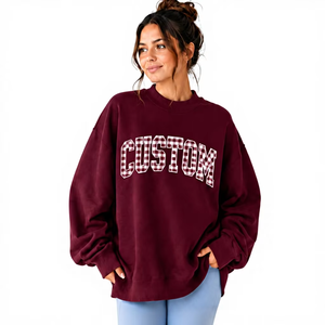 Womens Oversized <b>Mock</b> <b>Neck</b> Sweatshirt Fleece Applique Pullover Custom Felt Letter Graphic Relaxed Casual Streetwear <b>Top</b> - Product Image 1