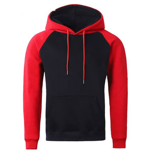 Red <b>Black</b> Raglan Splicing Hoodie Men Regular Fit Cotton/Polyester Custom Print Autumn Warmth <b>Fleece</b> Hoody Street Personality - Product Image 1