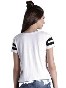 Fabricante directo India Camiseta de algodón de alta calidad para mujer All-Over Printed Character Jersey de punto de manga corta Casual - Product Image 3