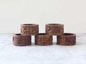 Porte-serviettes personnalisé en bois naturel à 100 %, moderne et luxueux, écologique, durable, pour mariage, maison, table, décoration de restaurant - Product Image 3