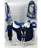 Sillín de equitación de resistencia Horse Snap, conjunto completo hecho a mano de cuero sintético, estructura de fibra duradera, estilo ecuestre inglés, 8 piezas