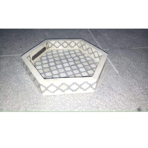 Inlay en résine d'os Art Déco, forme personnalisée pour table basse, présentoir à snacks et fruits, cadeau d'anniversaire/bar mitzvah, qualité export - Product Image 3