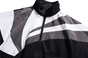 Men's Outdoor Windbreaker Jacket with Canvas Fabric <b>Stand</b> Collar Front Logo Waterproof & Lightweight Design - Product Image 4