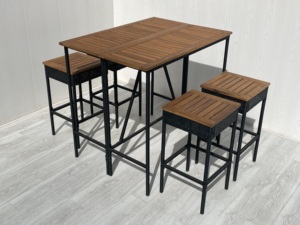 High Quality Modern Rattan Acacia Wood Garden <b>Set</b> 5-Piece Dining Furniture Steel Frame Waterproof Durable for Garden <b>Outdoor</b> Use - Product Image 2