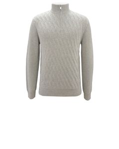 Suéter de Punto Geométrico Gris para Hombre, con Cierre de Cremallera 1/4, Manga Larga, para Otoño - Product Image 4