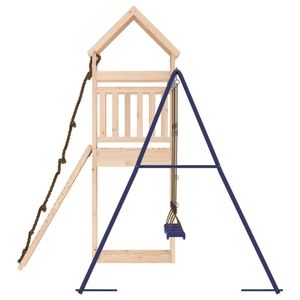 Structure de jeu extérieure en bois de pin massif avec accessoire balançoire en polypropylène bleu et marron - Product Image 6