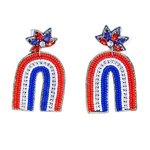 Pendientes Artesanales Bordados con Forma de Flor Multicolor, Joyería Boho, Trabajo Intrincado con Hilo, Ligeros, para Fiesta, Estilo Cristiano - Product Image 3