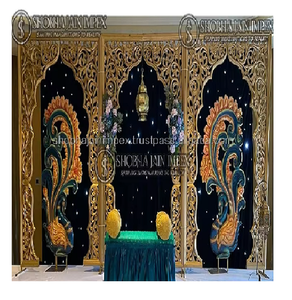Indian Wedding Golden Theme Panel for Stage Decor Modern Simple Durable Wedding Decoration Golden Wedding Mandap Stage <b>Backdrop</b> - Product Image 1