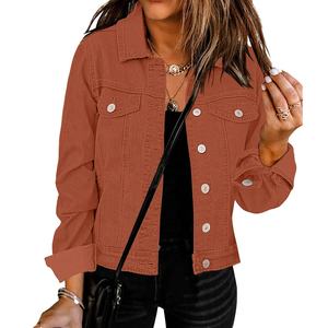 Service OEM Veste en jean pour femmes Vêtements décontractés pour femmes Veste d'automne Manteau en jean boutonné Veste en jean oversize pour femmes - Product Image 3