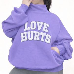 Women Oversized Long Mockneck Sweatshirt Soft Winter Pullover Loose Fit Casual Daily Wear <b>Top</b> with Front Logo - Product Image 5