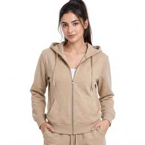 Conjunto Deportivo Casual para Mujer, Color Beige, Lavado Ácido, Sudadera con Capucha y Cierre, Pantalones Jogger, Manga Larga - Product Image 6
