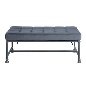 Tabouret et banc ottoman Brantley en velours gris et finition gris sable - Product Image 3