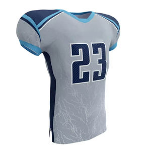 Camisetas de Fútbol Americano Transpirables Unisex para Adultos Color Gris Cuello en V 260 GSM Manga Corta con Nombre y Número del Equipo - Product Image 4