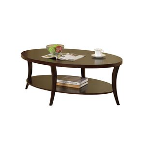 Perth Espresso <b>Oval</b> <b>Coffee</b> <b>Table</b> with Integrated Shelf Elegant Design for Home Decor - Product Image 5