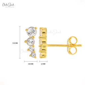 Trendy Fashion Hot Sale 925 Sterling <b>Silver</b> Jewelry 0.409 CTW Natural White Topaz <b>Stud</b> <b>Earrings</b> Alibaba's Verified Wholesaler - Product Image 2