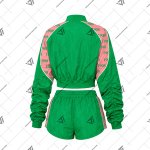 Alfa Griega al por Mayor |   Kapa |   Alfa |   AKA Sorority Clothing Conjunto de chándal corto de 2 piezas para mujer, chaqueta cortavientos y pantalones cortos - Product Image 2