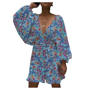 Vestido de Novia de Lujo con Estampado Artesanal, Cuello en V Profundo, Estilo Linterna, Tela de Algodón de Alta Calidad, Estampado Artesanal, Gran Venta - Product Image 5