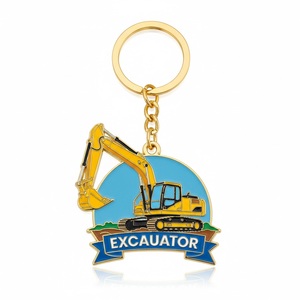 Llavero de metal con forma de excavadora, esmaltado suave, personalizado, recuerdo, juguete para niños. - Product Image 1