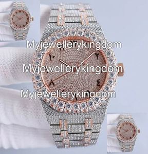 Montre Chronographe de Luxe pour Homme Bicolore Sertie de Diamants VVS1 Moissanite, Cadran en Cristal Automatique, Affichage Quartz, Style Hip Hop - Product Image 3