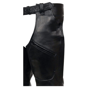 Samroz Sports <b>Men's</b> Premium <b>Leather</b> Motorcycle <b>Chaps</b>-Fully Lined Coin Pocket Customizable Logo Color Front Position All Seasons - Product Image 3
