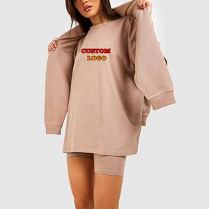 Conjunto de Sudadera con Capucha y Pantalones Cortos de Forro Polar de 3 Piezas para Mujer, 100% Algodón, Servicio OEM - Product Image 1