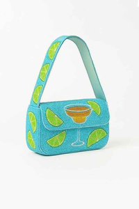 Sac bandoulière brodé fait main sur mesure, motif planche de surf, perles bleues, pour l'été et la plage, pour femmes et filles - Product Image 4