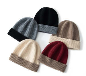 Customizable <b>Wool</b> Rib Knit Two Tone Cuffed Beanie Soft Warm Stretch Winter Hat Custom Logo Factory Price Wholesale - Product Image 2