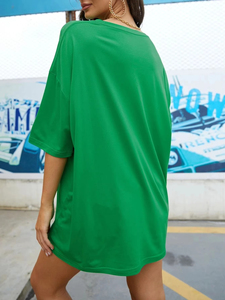 T-shirt décontracté surdimensionné imprimé numériquement pour femme, tendance 2026, avec logo personnalisé à faible MOQ, t-shirts respirants pour femme en promotion - Product Image 3