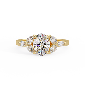 Unique Floral Pear Engagement Rings 18K <b>Solid</b> Gold 1.00 Ct Oval Cut Marquise Lab Grown Diamond Rings IGI Certified Factory Price - Product Image 5