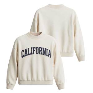 Sudadera de cuello redondo con forro de felpa California para mujer, ajuste regular, de algodón tejido, transpirable, informal, de manga larga con apliques, para otoño. - Product Image 1