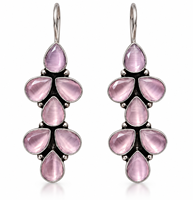 Boucles d'oreilles pendantes en argent oxydé multi-pierres, motif floral, pour femmes, bijoux en gros