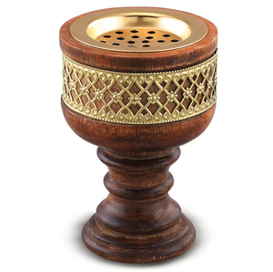 Support de brûleur d'encens en bois fait main avec finition bois pour la décoration intérieure, support pour bâtonnets d'encens et cire aromatique - Product Image 1