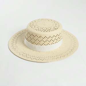 Nuevo Sombrero de Paja Casual a la Moda, Estilo Boater, para Primavera/Verano, con Diseño Calado, Ideal para la Playa - Product Image 6