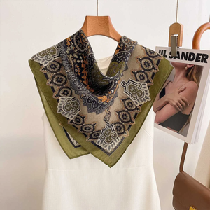 Elegant Square Silk <b>Scarf</b> Floral Pattern Multifunctional <b>Neck</b> Wrap European Style Spring Autumn Fashion Accessory - Product Image 2