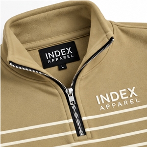 Sudadera de Hombre Index Apparel con Cierre de Cremallera, Cuello Alto, Color Caqui a Rayas, Corte Regular, Manga Larga - Product Image 6
